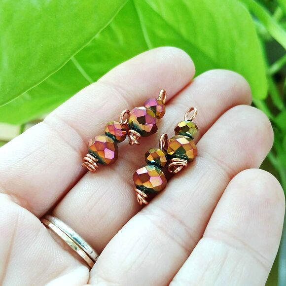 4 Piece Faceted Glass Beaded Charms for Jewelry Making 3/4" - Picture 3 of 3